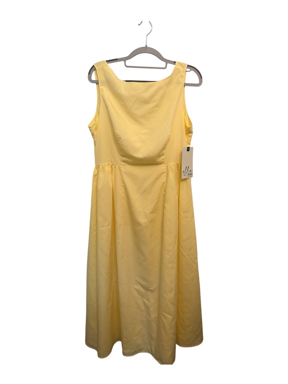 Yellow Midi Dress with Flared Skirt